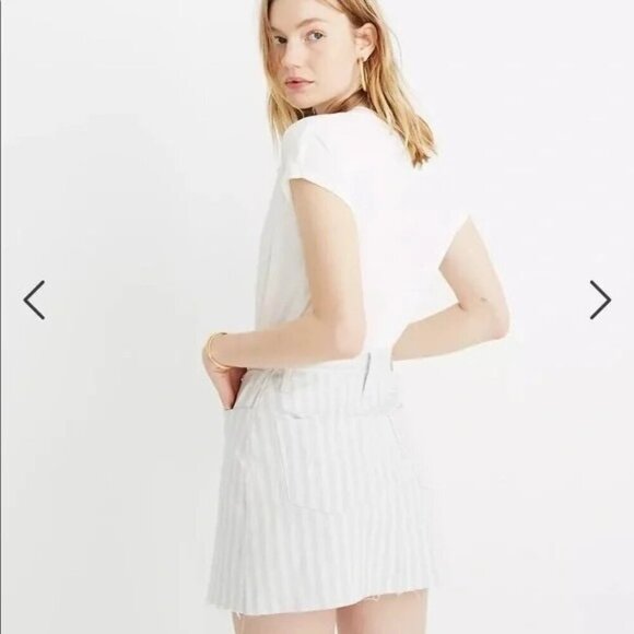 Madewell Pompano blue white stripe jean skirt size 27 - Picture 2 of 8